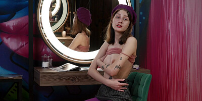 ...Sweet little Sasha Paige plays with her body solo...