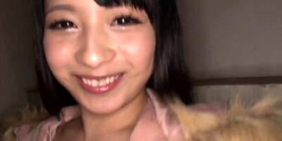 Sexy Asian babe sucks a huge dick in the building hallway