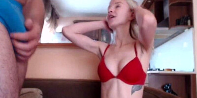 Blonde teen 18+ Babe Gets a Mouthful of Cum