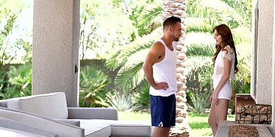 PASSION-HD Curly haired brunette fucks her trainer