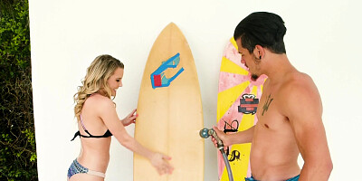 ...Big booty babe Aubrey Sinclair rides cock in the shower...