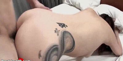 Horny Asian slut, Asami Uemura, gets her ginormous funbags screwed after a blowjob.