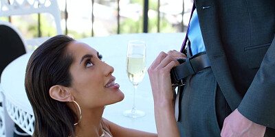 ...Chloe Amour smiles while getting her tight anus drilled...