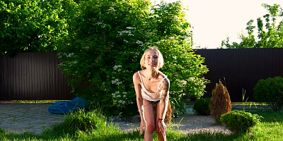 ...Petite cutie Tea Mint masturbates passionately outdoors...