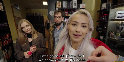 SWAP4K. Met Fibi Euro in a sex shop and fucked her hard in threesome with Veronica Leal