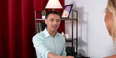 Blake Blossom using her feet to make Johnny Love hard