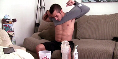 MenWithFur.com - Inked stud fucks a sex toy with his hairy long cock