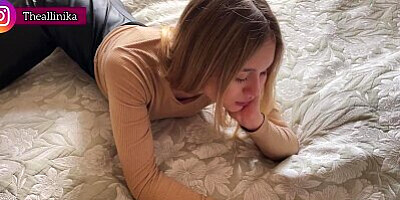 Fucking A Schoolgirl While Her Boyfriend Is Drinking Tea. Allinika