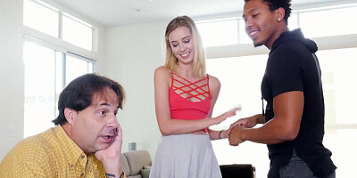 Cute teen Haley Reed sucks BBC behind stepfathers back