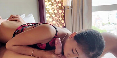 Hardcore banging with a horny white dude and his Asian slut