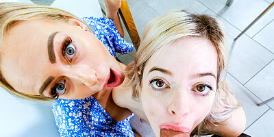 ...Amazing XXX threesome with blonde nymphs Sage Pillar and Elana Bunnz...