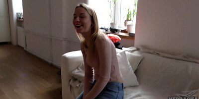 really pretty blonde makes 1st nude vid