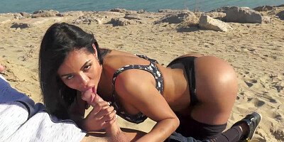 Promiscuous Latina Canela Skin ass dicked at the beach