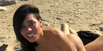 Promiscuous Latina Canela Skin ass dicked at the beach