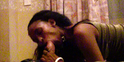 Naughty black babe swallowed white dick