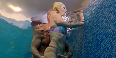 ...Gorgeous blondie with perfect tits gets fucked in the pool...