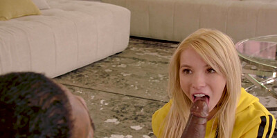 ...Kenzie Reeves sucks and rides giant black cock with great pleasure...