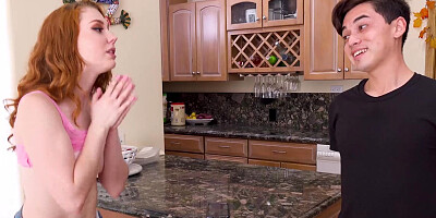 Big tits teen Arietta Adams rides stepbrothers cock after BJ