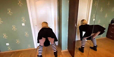 Pretty Stepsister Suck Dick in Front of the Mirror