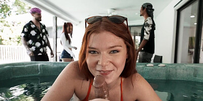 ...Seductive redhead bimbo Katerina Deville gets fucked with her bikini on...