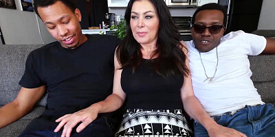 Busty mom Sasha Sean rammed by two huge black cocks