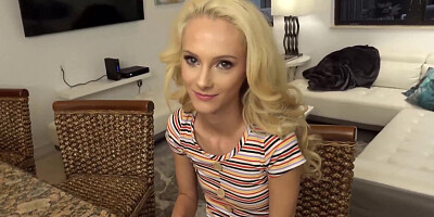 Shy blonde teen Sadie Hartz reverse riding big cock POV