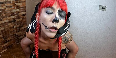 Cocksucker Skull Girl an anal lover - Halloween Special