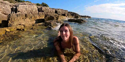 Rebeka Ruby Nude On A Beach Walking In The Water Searching For Interesting Shells