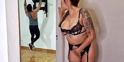 Stepmother in sexy lingerie cheated on her husband with her stepson