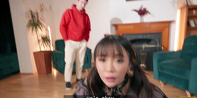 HUNT4K. Petite Japanese tourist Sakura jumped on a stranger's cock in front of her BF
