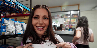...Wild brunette Brenna Mckenna gets properly fucked in the grocery store...