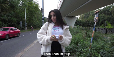 Petite public babe pussyfucked stranger