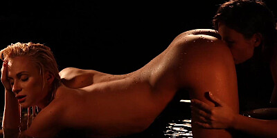 Erotic lesbians pleasuring each other in 69 pose