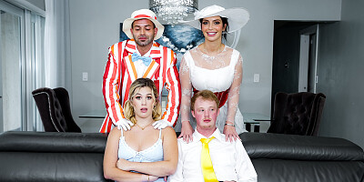 ...Alexa Payne and Ashley Alexander screwed on leather couch...