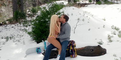 ...Sex in a snowy forest with curvy Luna Star...