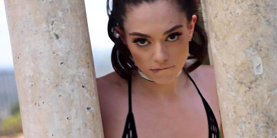 Sophia Burns deepthroats on a hard cock and gets fucked anally