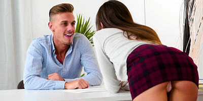 ...Brunette Anya Krey sucks a huge cock and greedily jumps on it...