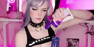 Exposed OnlyFans - Naughty Gamer Girl Amber Kawaii Creampies Her Pussy Solo