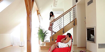 Frisky hottie Gina Devine sexy masturbation on the stairs