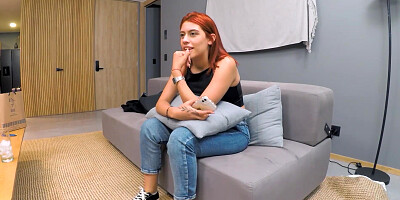 Hot Colombian Redhead Teen Gives Sloppy Gagging Blowjob At Lingerie Casting