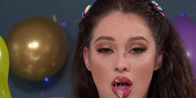 Big Boob Babe Maddy May Sits On Her Birthday Cake And Plays With Her Treats Before Masturbating With Her Vibrator