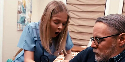 Passionate fuck with a tiny teen and a butterface MILF