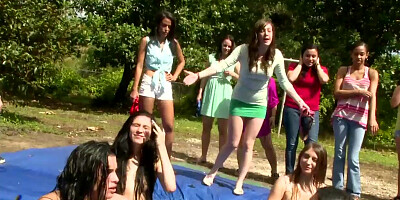 University chicks lick pussies and give blowjobs outdoors