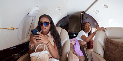 ...Black stewardess Cece Wetdreams gets deeply fucked and facialized...