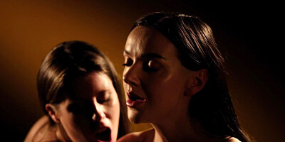 ...Lady Gang and Lady Lyne lick each other's pussy while getting fucked...