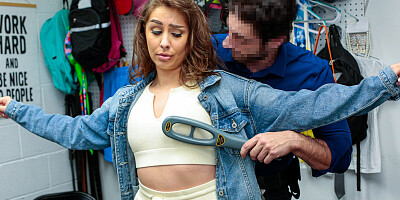 Charming girl is striped and fucked by a security officer