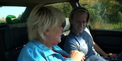 He is banging one very old blonde granny roadside