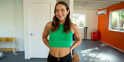 Violet Moore is fucked inf ace and cunt in a POV-style video