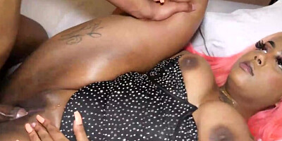 Black stud thrusts dick into twat of big-assed Ebony
