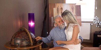 Young blonde teen wants to get roughed up by a grandpa